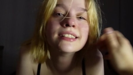 Pretty blonde face-fucked rough - Amateur POV