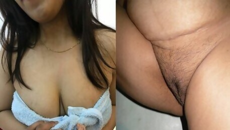 she has revealed her big boobs and her shaved pussy. While one dildo has been inserted into her vaginal hole