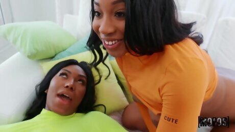 Ebony Girlfriend and Side Chick Share His Hard Wiener